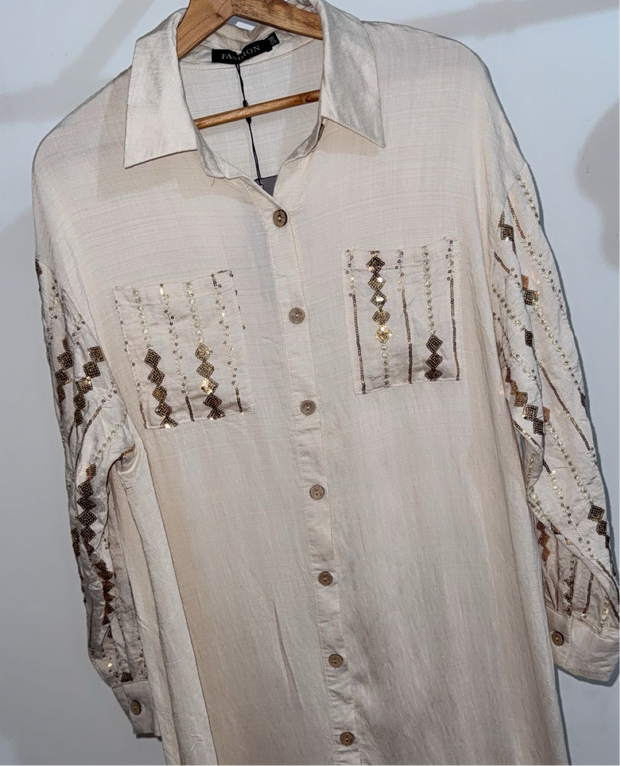 Robe en laine avec doré