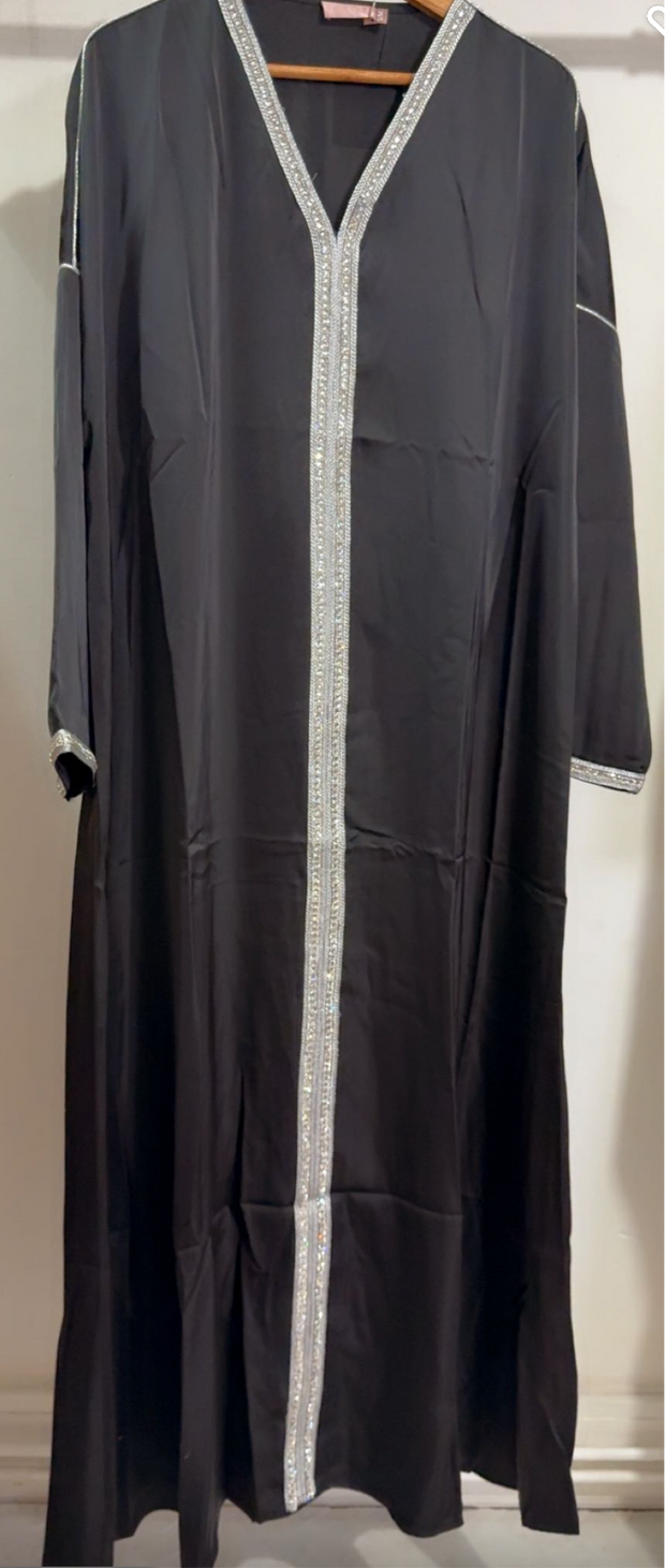 Abaya avec strass argentée