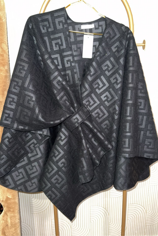 Poncho cachmire avec motif