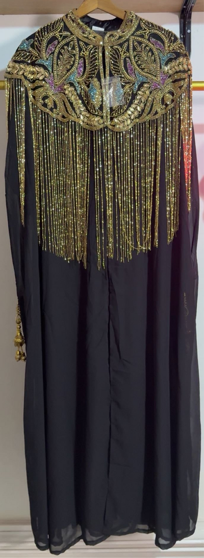 Abaya avec cape à franges