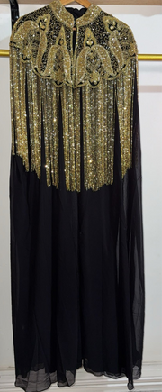 Abaya avec cape à franges