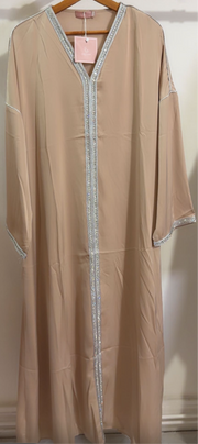 Abaya avec strass argentée