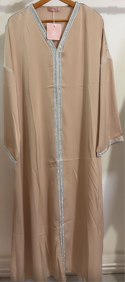 Abaya avec strass argentée