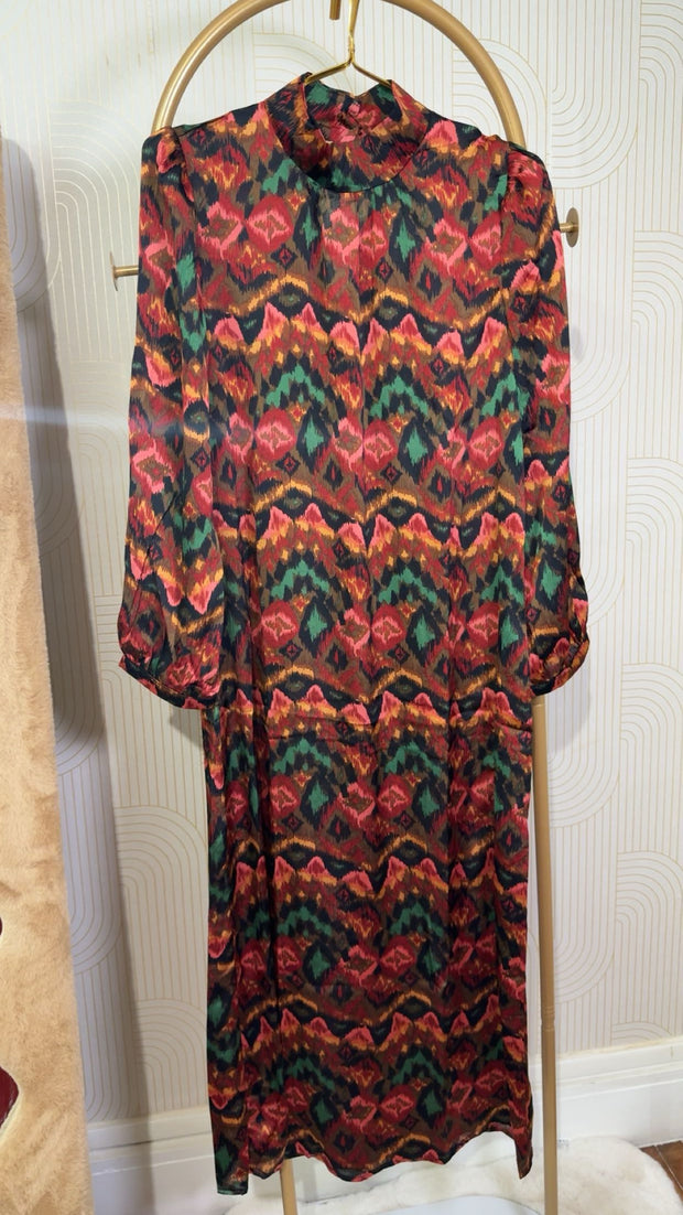 Robe satin de soie mi long