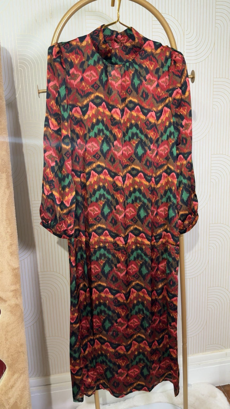 Robe satin de soie mi long