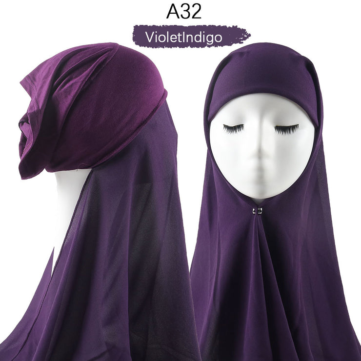 Hijab lux mousseline bonnet intégré - secrets glamour