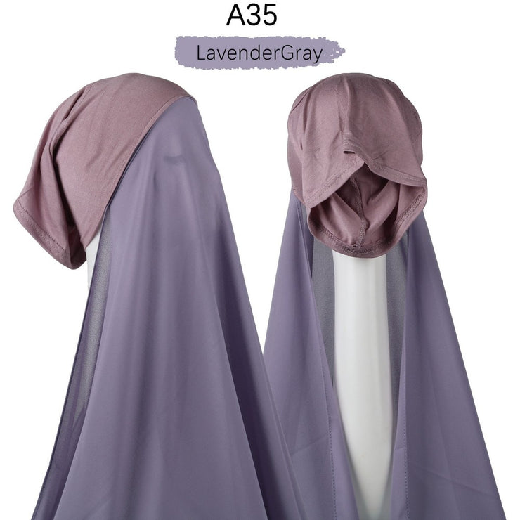 Hijab lux mousseline bonnet intégré - secrets glamour