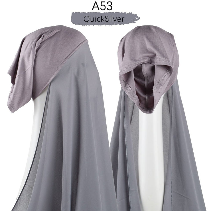 Hijab lux mousseline bonnet intégré - secrets glamour