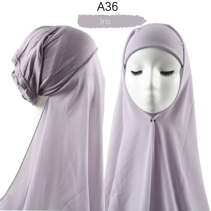 Hijab lux mousseline bonnet intégré - secrets glamour