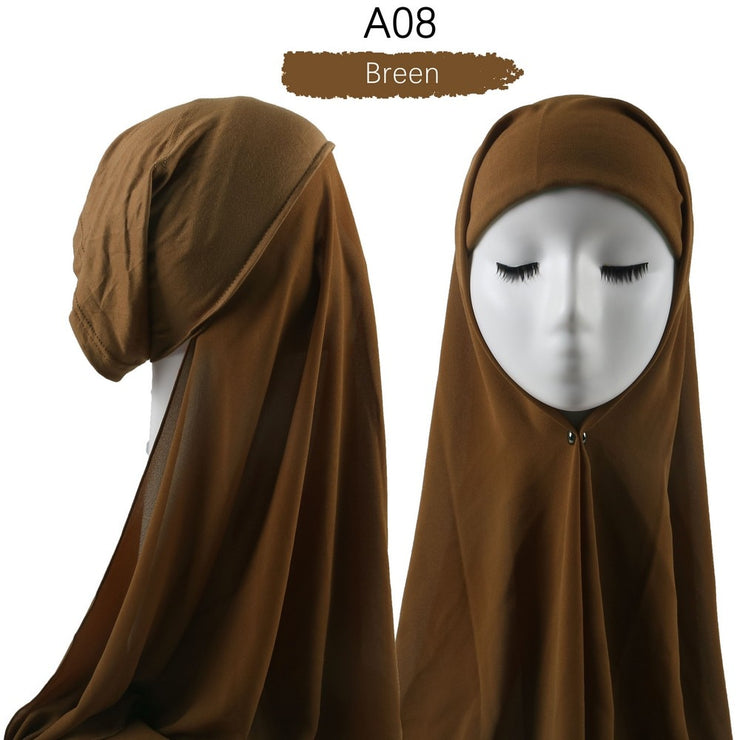 Hijab lux mousseline bonnet intégré - secrets glamour