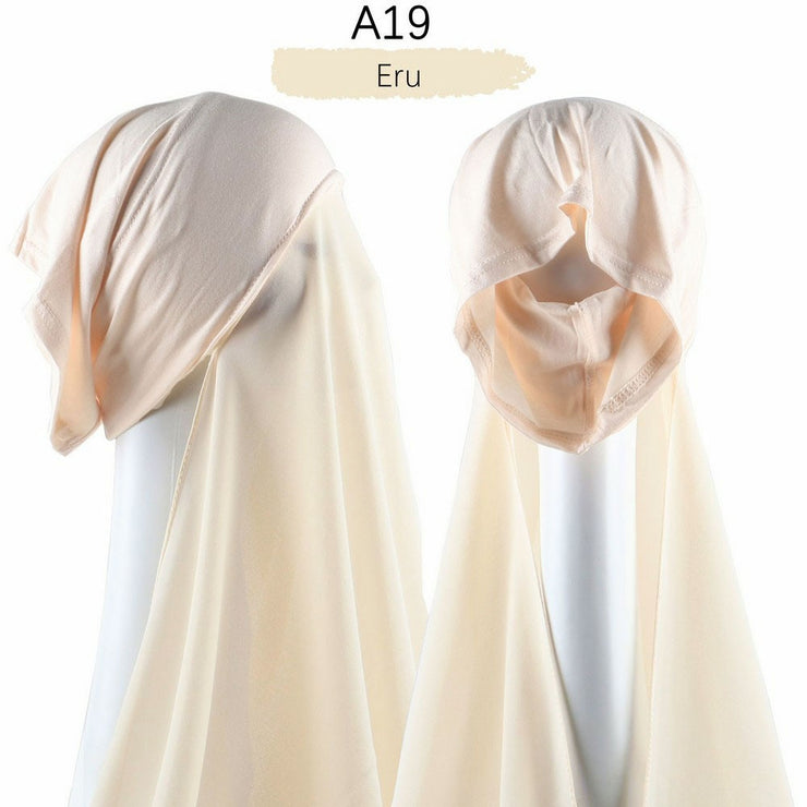 Hijab lux mousseline bonnet intégré - secrets glamour