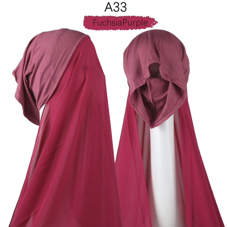 Hijab lux mousseline bonnet intégré - secrets glamour