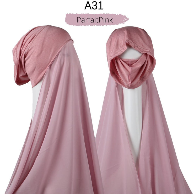 Hijab lux mousseline bonnet intégré - secrets glamour