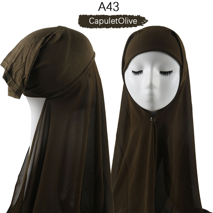 Hijab lux mousseline bonnet intégré - secrets glamour