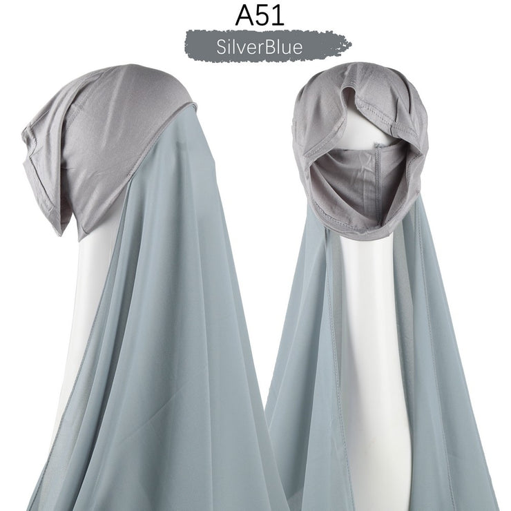 Hijab lux mousseline bonnet intégré - secrets glamour