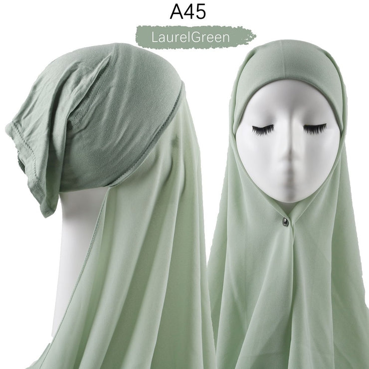 Hijab lux mousseline bonnet intégré - secrets glamour