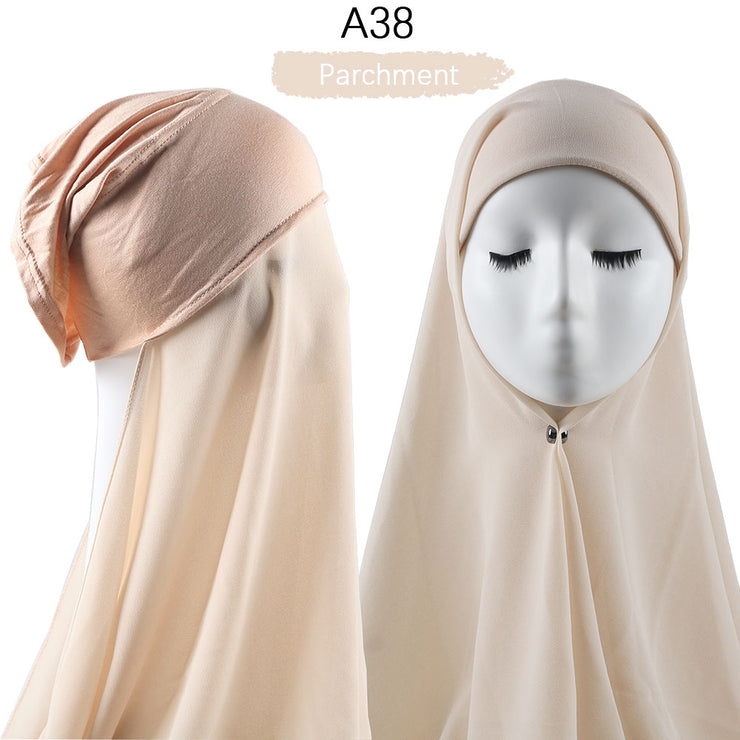 Hijab lux mousseline bonnet intégré - secrets glamour