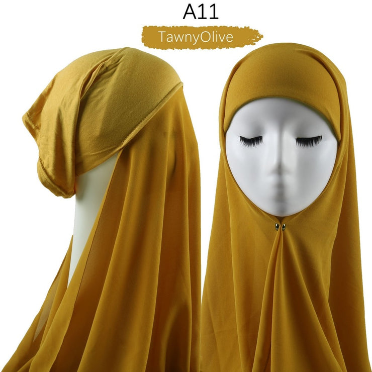 Hijab lux mousseline bonnet intégré - secrets glamour
