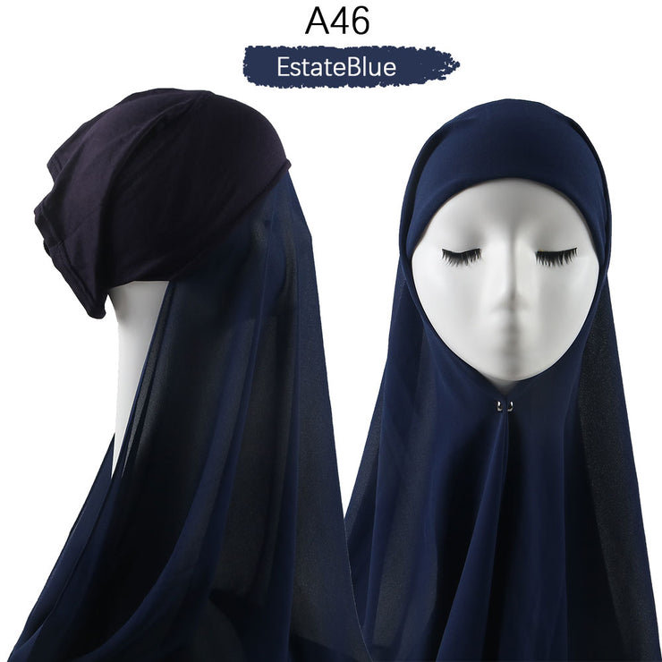 Hijab lux mousseline bonnet intégré - secrets glamour