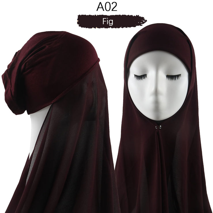 Hijab lux mousseline bonnet intégré - secrets glamour