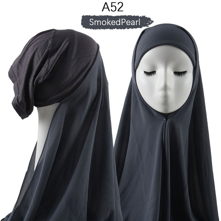 Hijab lux mousseline bonnet intégré - secrets glamour